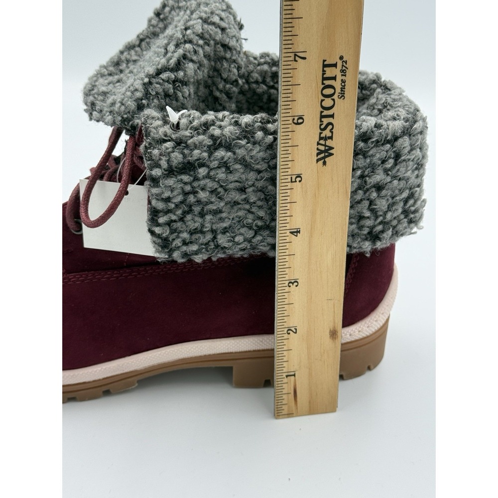 Muk Luks Faux Suede Lace Up Hiker Boots Memory Foam Burgundy Women Size 10 - Picture 8 of 8